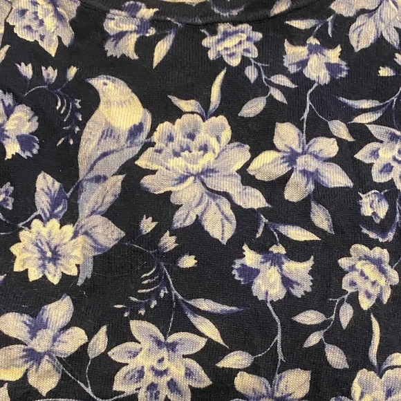 Talbots Floral Navy Blue Women's Top - Picture 6 of 6